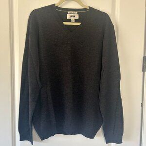 Joseph Abboud Extra Fine Merino Wool V Neck Sweater Dark Gray XL EUC